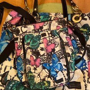 Authentic Coach Floral/butterfly Maggie bag